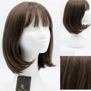 Women's Short Layered Wig with Bangs - Brown